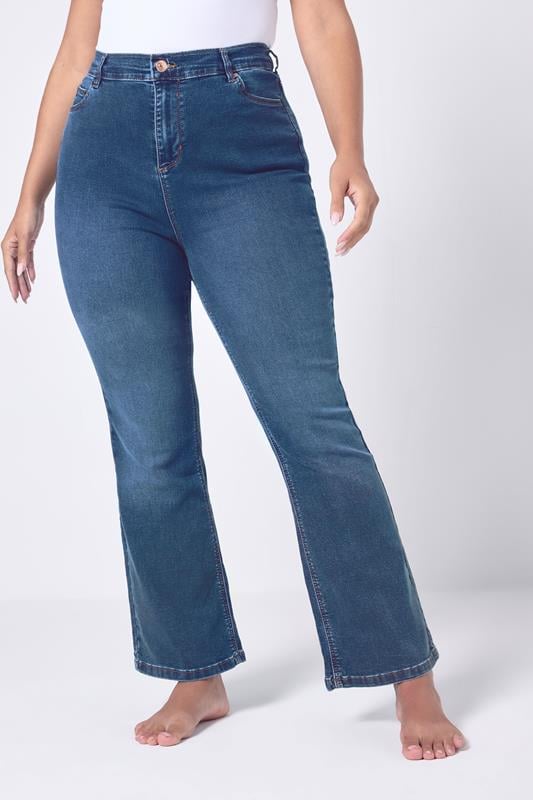 YOURS Curve Mid Blue Bootcut Stretch ISLA Jeans
